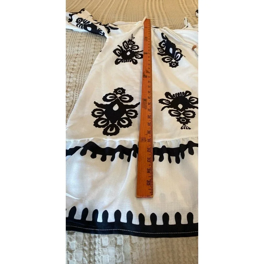 Swimsuit Coverup‎ Dress Off Shoulder Black & White Plus Size XL Ethnic Boho Sexy